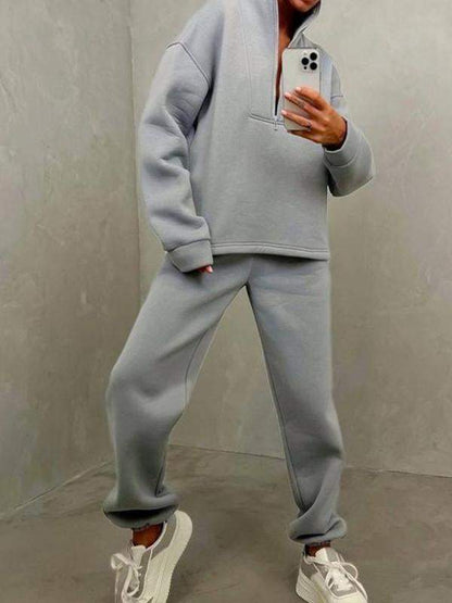 Women's Casual Two-Piece Athleisure Set with Zip Turtleneck – Ainsley