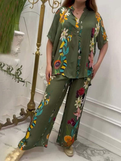 Women's Casual Printed Two-Piece Set – Eva – Green