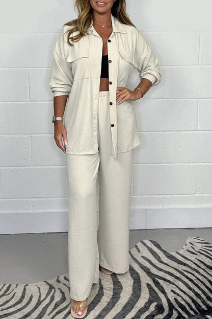 Women's Casual Relaxed Two-Piece Set – Opal – White