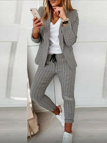 Women's Casual Plaid Set – Lumi – White