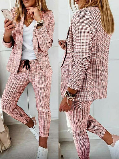 Women's Casual Plaid Set – Lumi – Pink