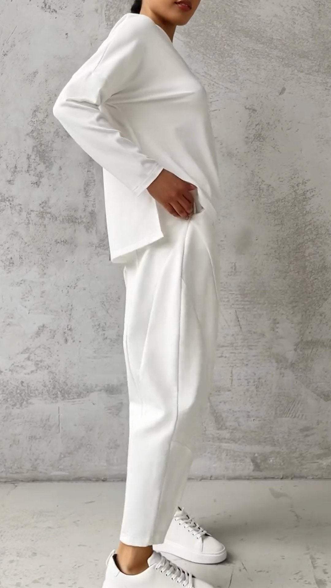 Women's Comfort Crewneck Set with Slit Detail – Theodosia – view 3