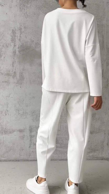 Women's Comfort Crewneck Set with Slit Detail – Theodosia – view 4