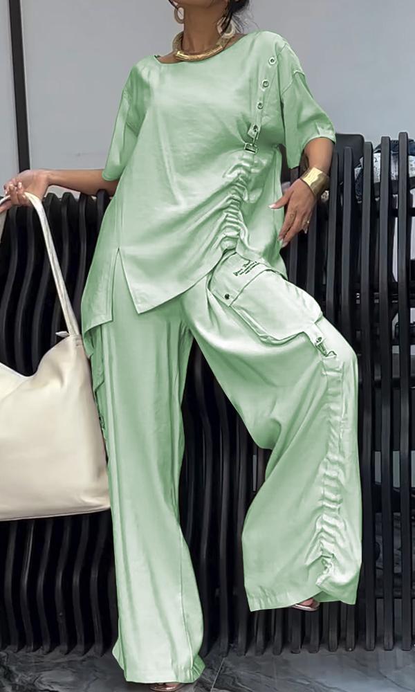 Women's Comfort Two-Piece Top and Pants Set – Wilhelmina – Green