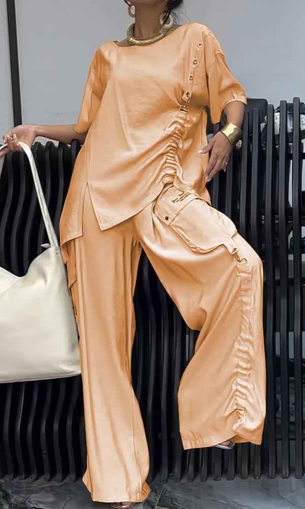 Women's Comfort Two-Piece Top and Pants Set – Wilhelmina – Orange