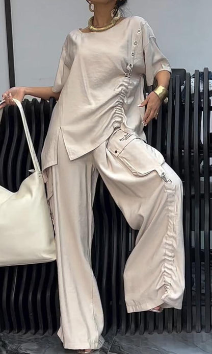 Women's Comfort Two-Piece Top and Pants Set – Wilhelmina – White