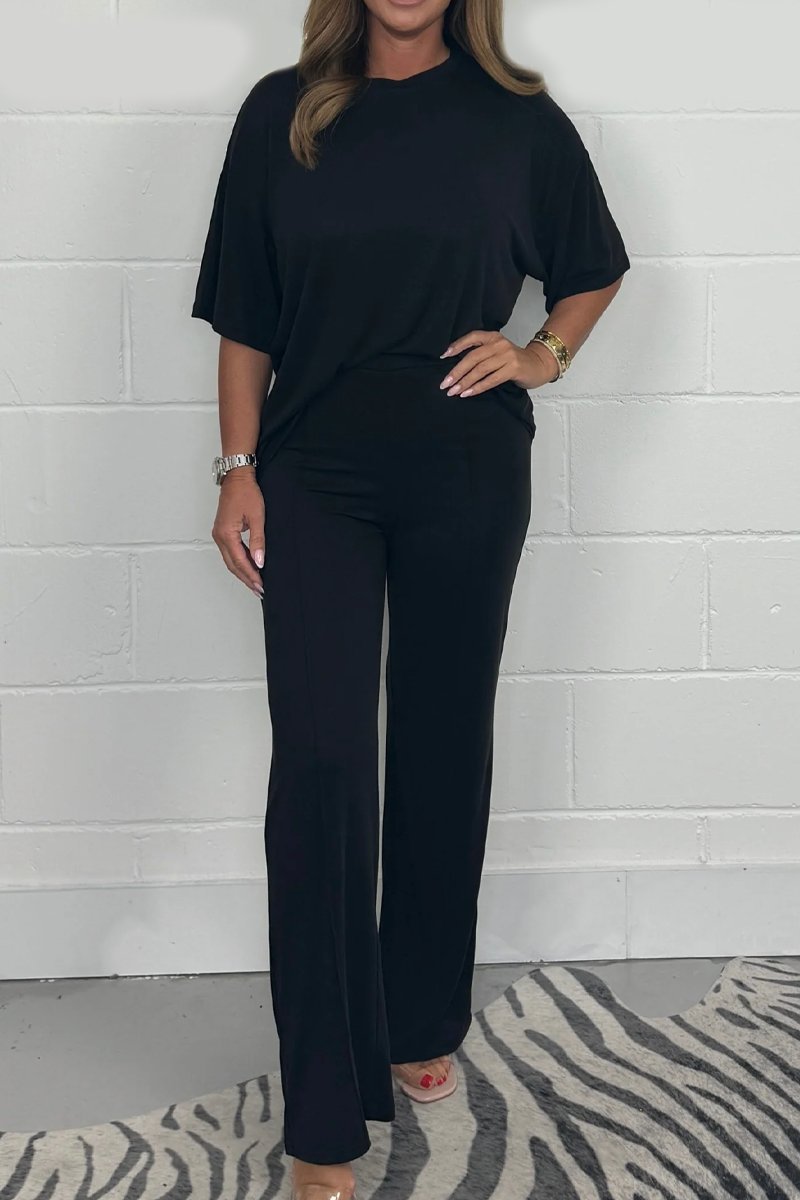 Women's Luxe Lounge Tee and Pants Set – Wilma – Black