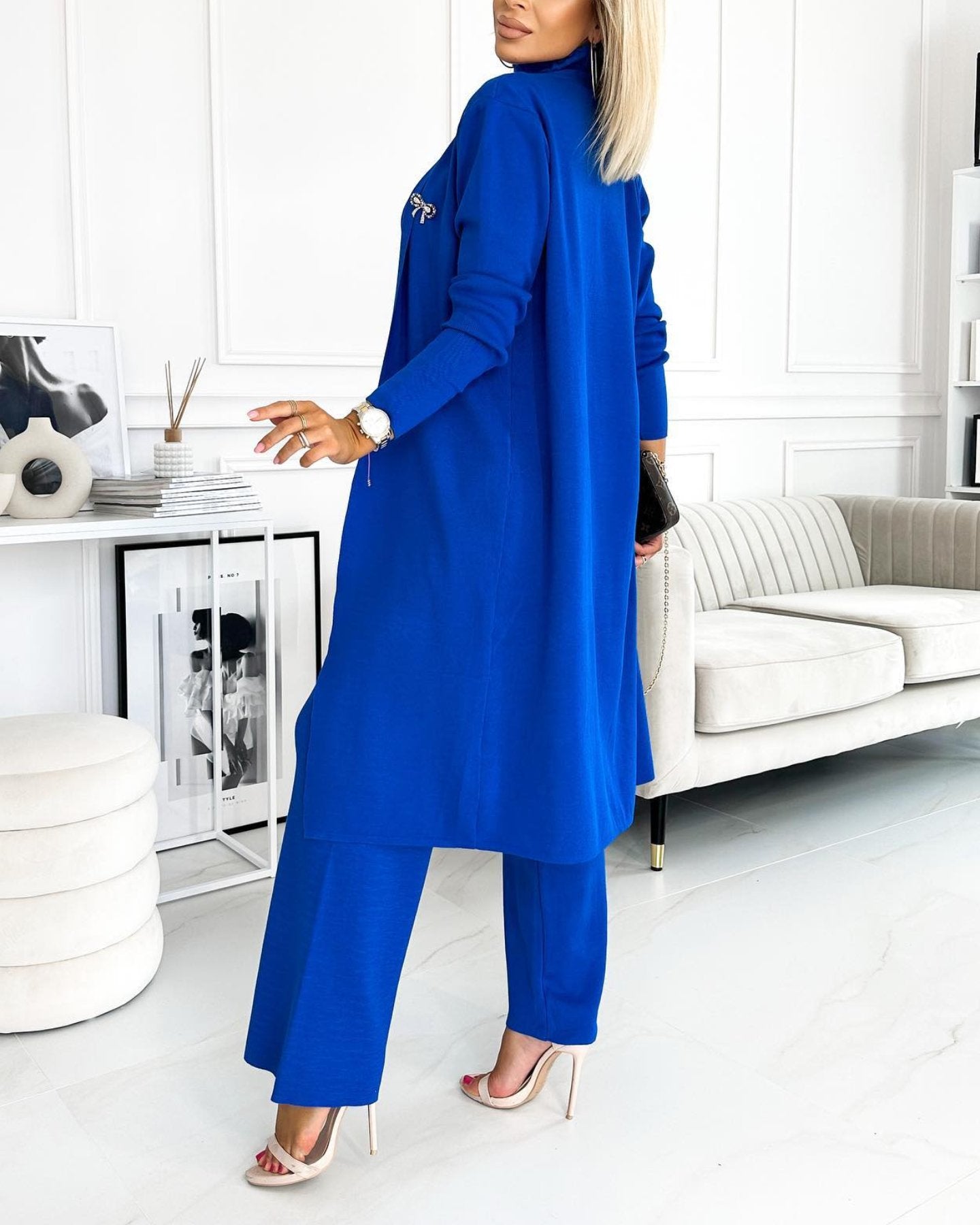 Women's Three-Piece Solid Cardigan, Tank and Pants Set – Ula – view 2