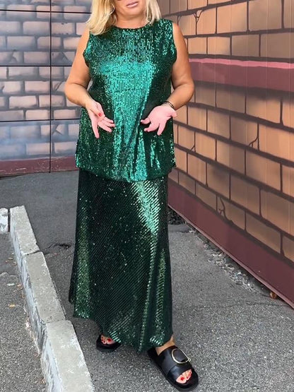Women's Two-Piece Sleeveless Sequin Party Set – Chiara