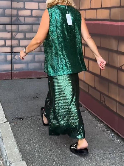Women's Two-Piece Sleeveless Sequin Party Set – Chiara – view 3
