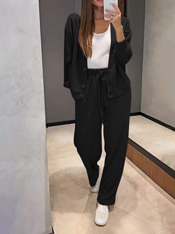 Women's Knit Button Jacket and Pants Two-Piece Set – Mirella – view 13