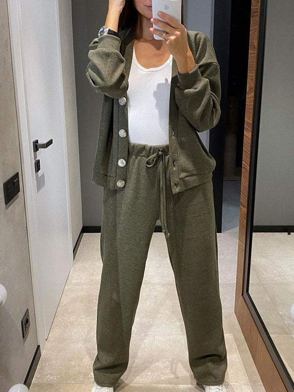Women's Knit Button Jacket and Pants Two-Piece Set – Mirella – view 10