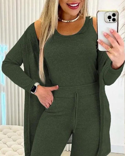 Women's Crewneck Tank, Drawstring Pants and Jacket Set – Bree – view 3