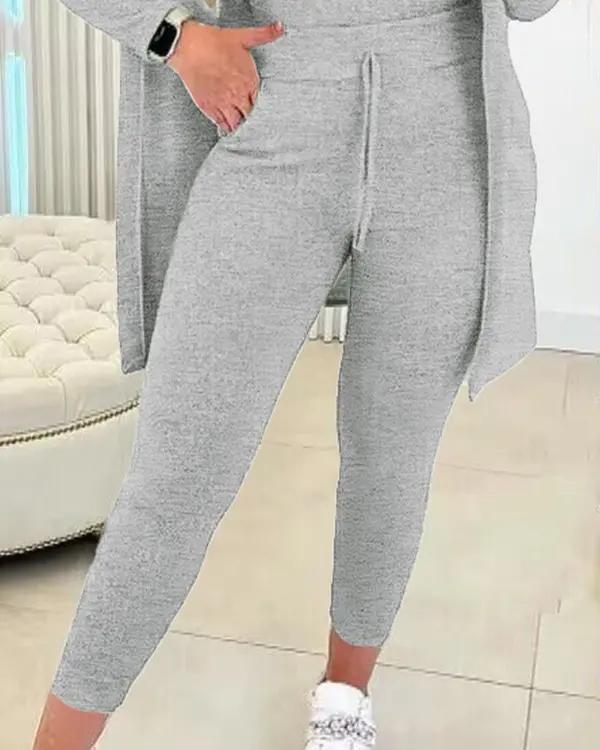 Women's Crewneck Tank, Drawstring Pants and Jacket Set – Bree – view 2