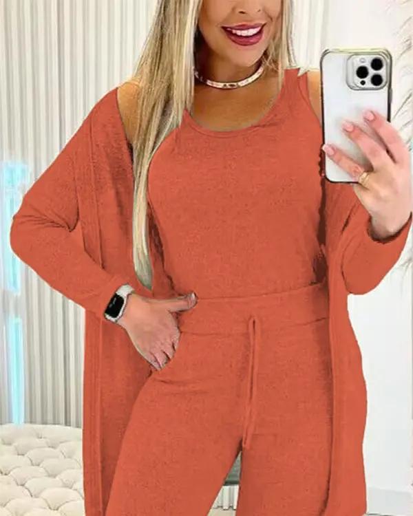 Women's Crewneck Tank, Drawstring Pants and Jacket Set – Bree – view 9