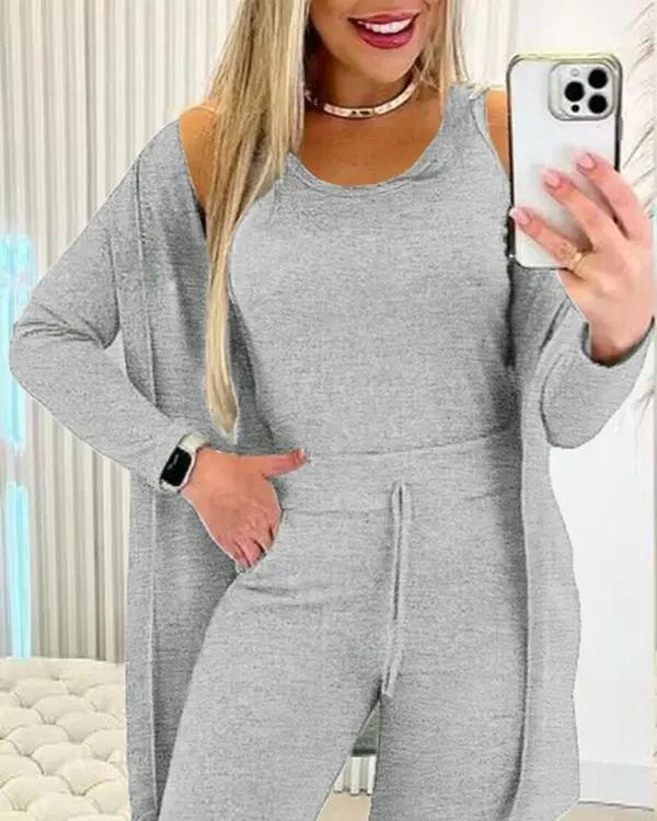 Women's Crewneck Tank, Drawstring Pants and Jacket Set – Bree
