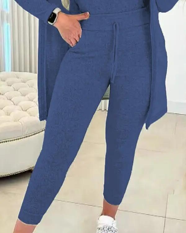 Women's Crewneck Tank, Drawstring Pants and Jacket Set – Bree – view 8