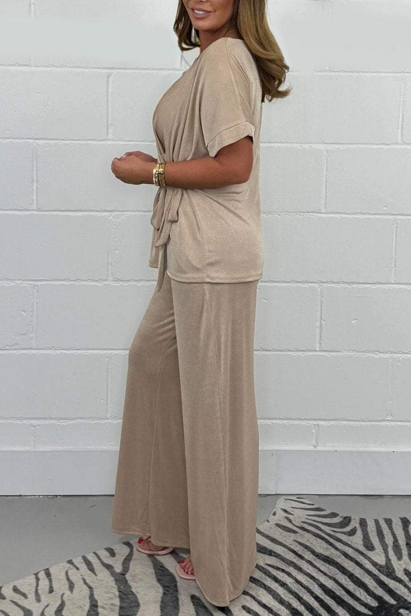 Women's Tie-Front Top and Co-Ord Lounge Pants Set – Adele