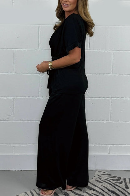Women's Tie-Front Top and Co-Ord Lounge Pants Set – Adele – view 2