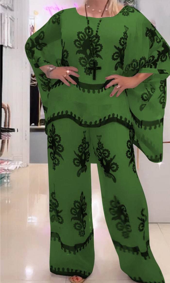 Women's Printed Two-Piece Set – Bridget – Green
