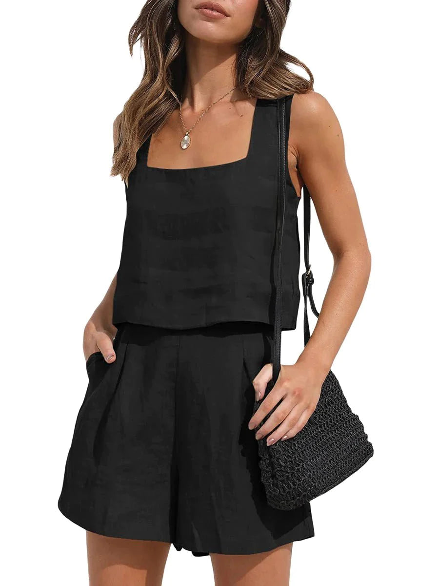 Women's Square-Neck Tank and Shorts Set – Indira – view 6