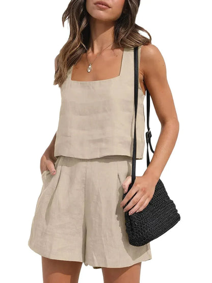 Women's Square-Neck Tank and Shorts Set – Indira – view 2
