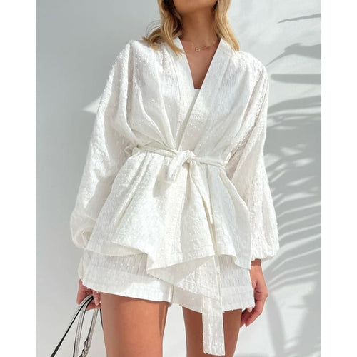Women's Wrap Shirt and Lace Shorts Set – Cadence