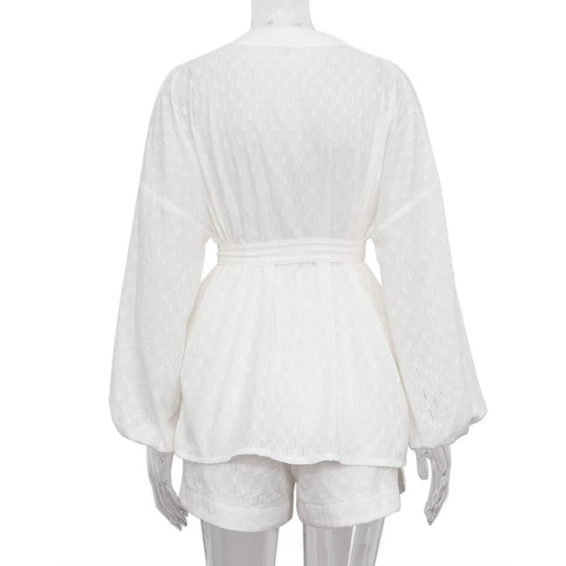 Women's Wrap Shirt and Lace Shorts Set – Cadence – view 4