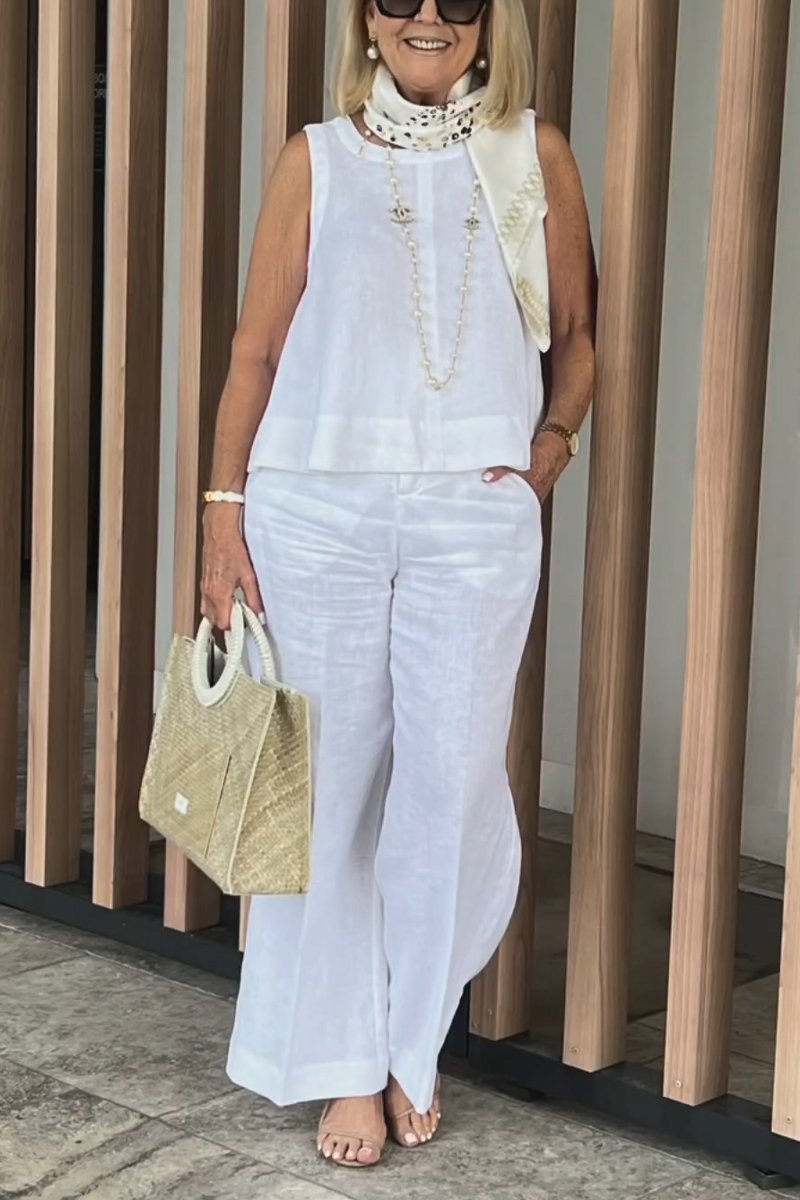 Sleeveless Cotton-Linen Set – Golda