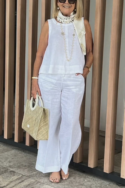 Sleeveless Cotton-Linen Set – Golda