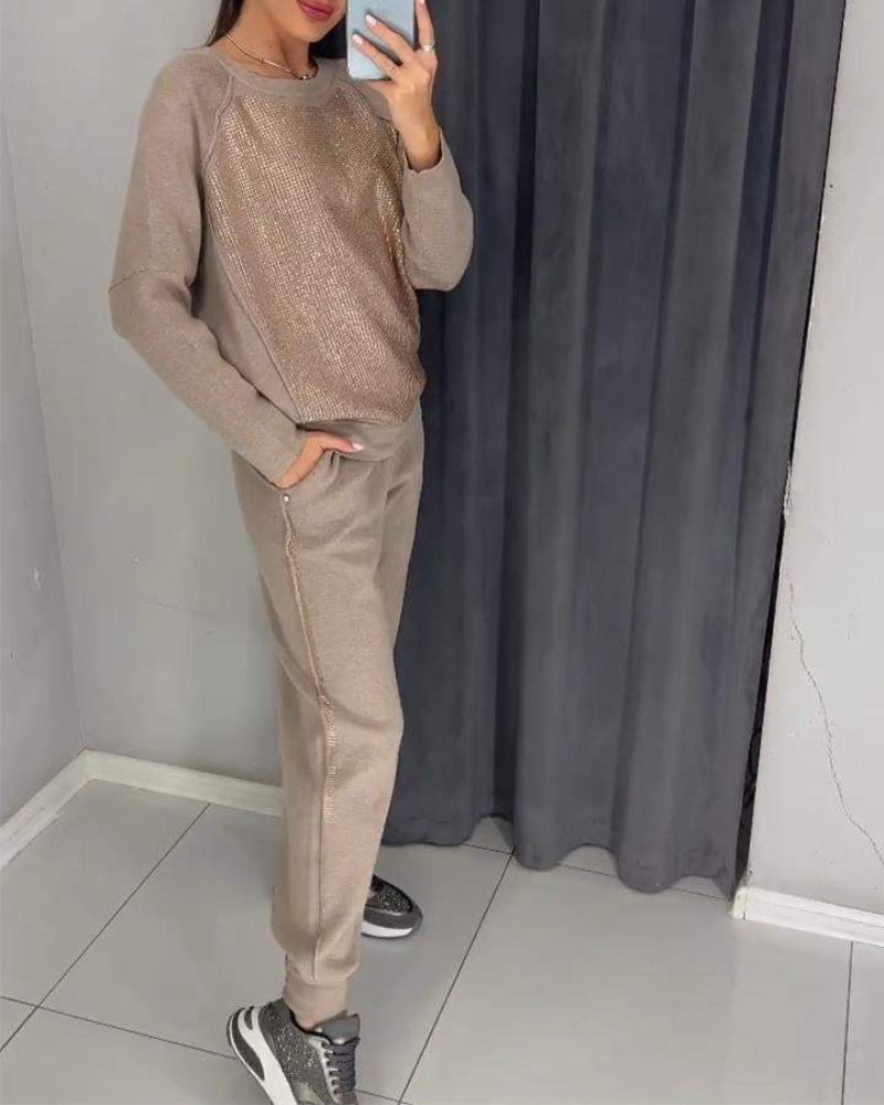 Women's Shimmer Knit Set – Whitney – Khaki