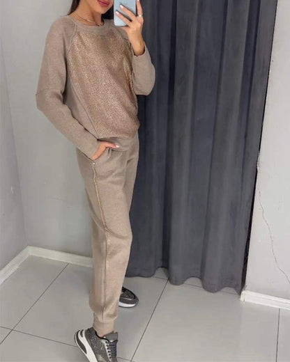 Women's Shimmer Knit Set – Whitney – Khaki