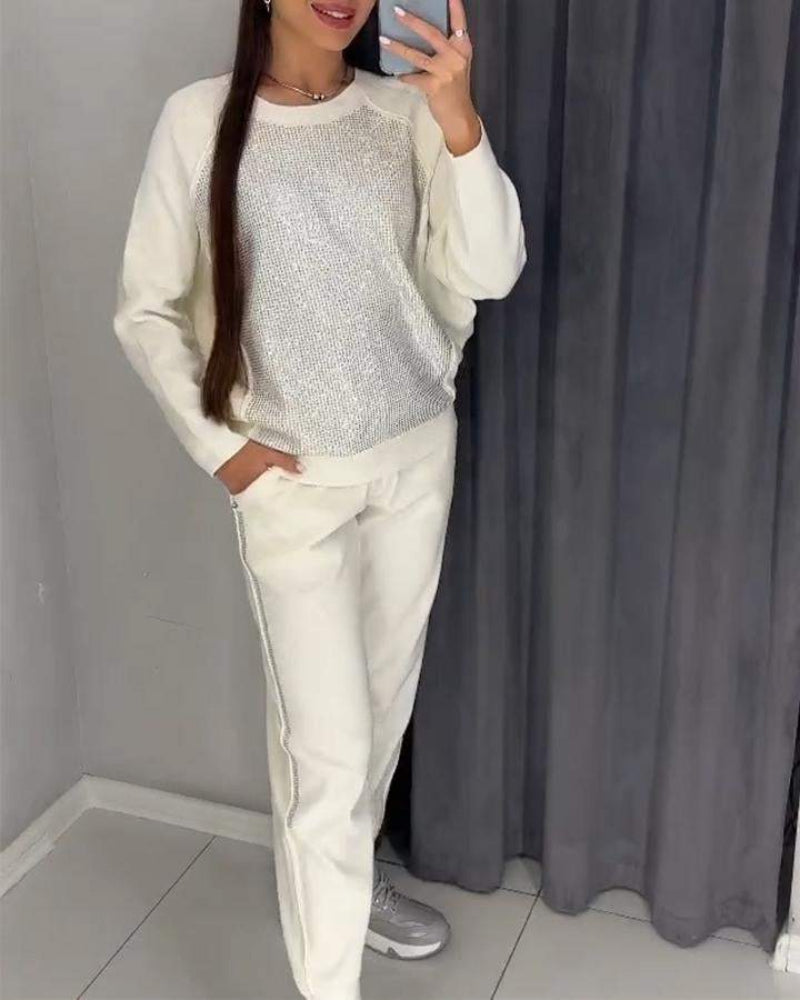 Women's Shimmer Knit Set – Whitney – White