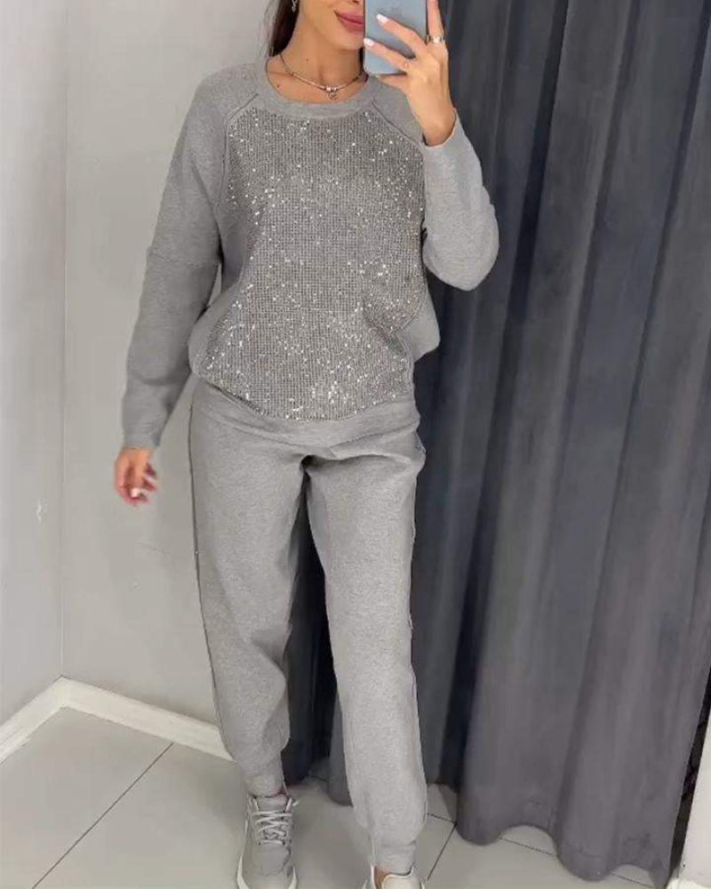 Women's Shimmer Knit Set – Whitney – Gray