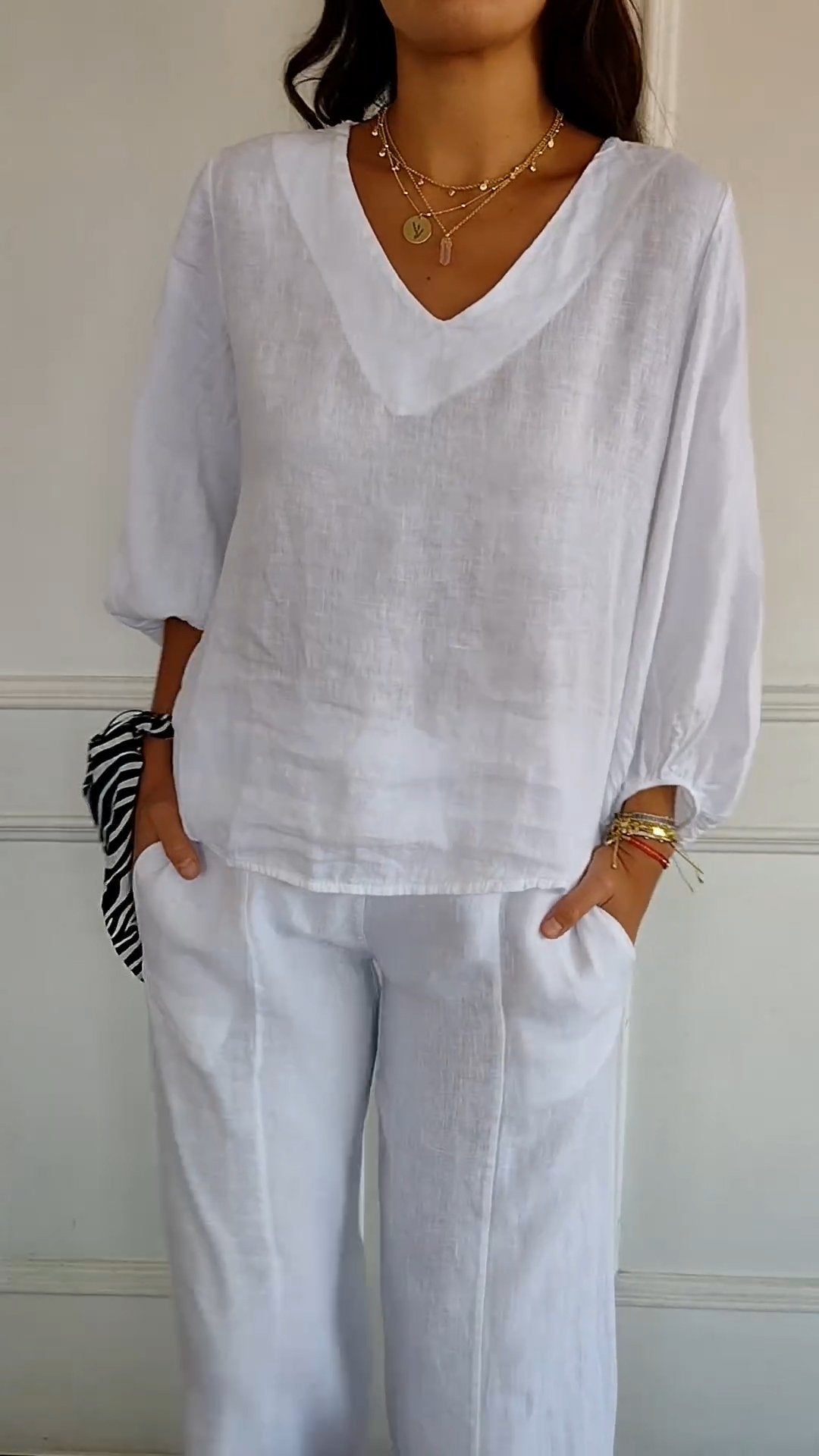 Cotton-Linen Shirt with Puff Sleeves – Halcyon – view 6