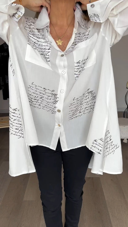 Letter-Print Lapel Shirt – Valeska – view 3