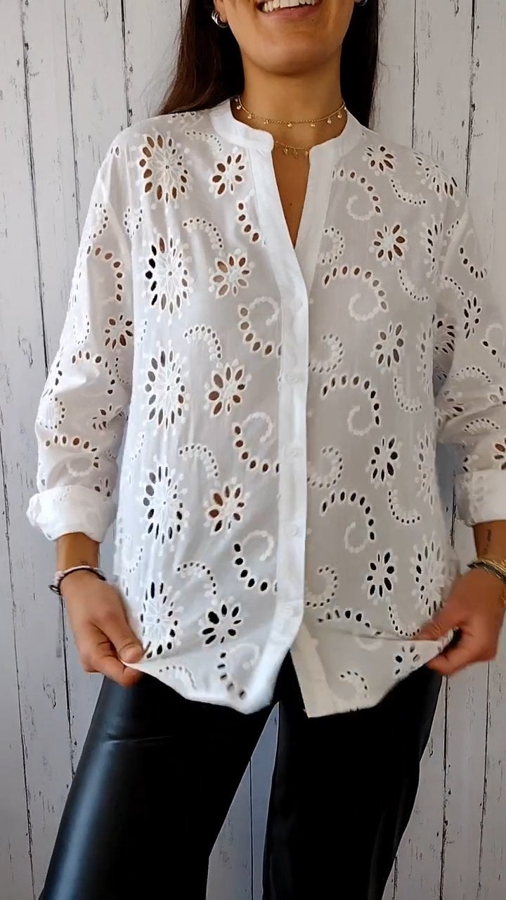 Openwork Cotton-Linen Shirt – Marisol – view 2