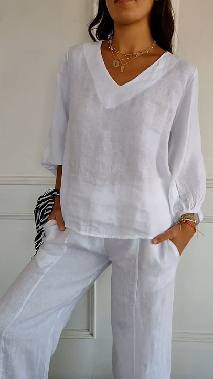 Cotton-Linen Shirt with Puff Sleeves – Halcyon – Default Title
