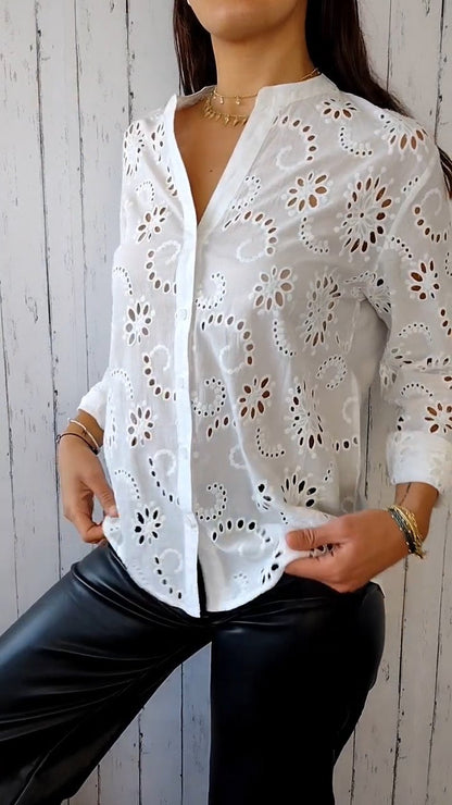Openwork Cotton-Linen Shirt – Marisol – view 3