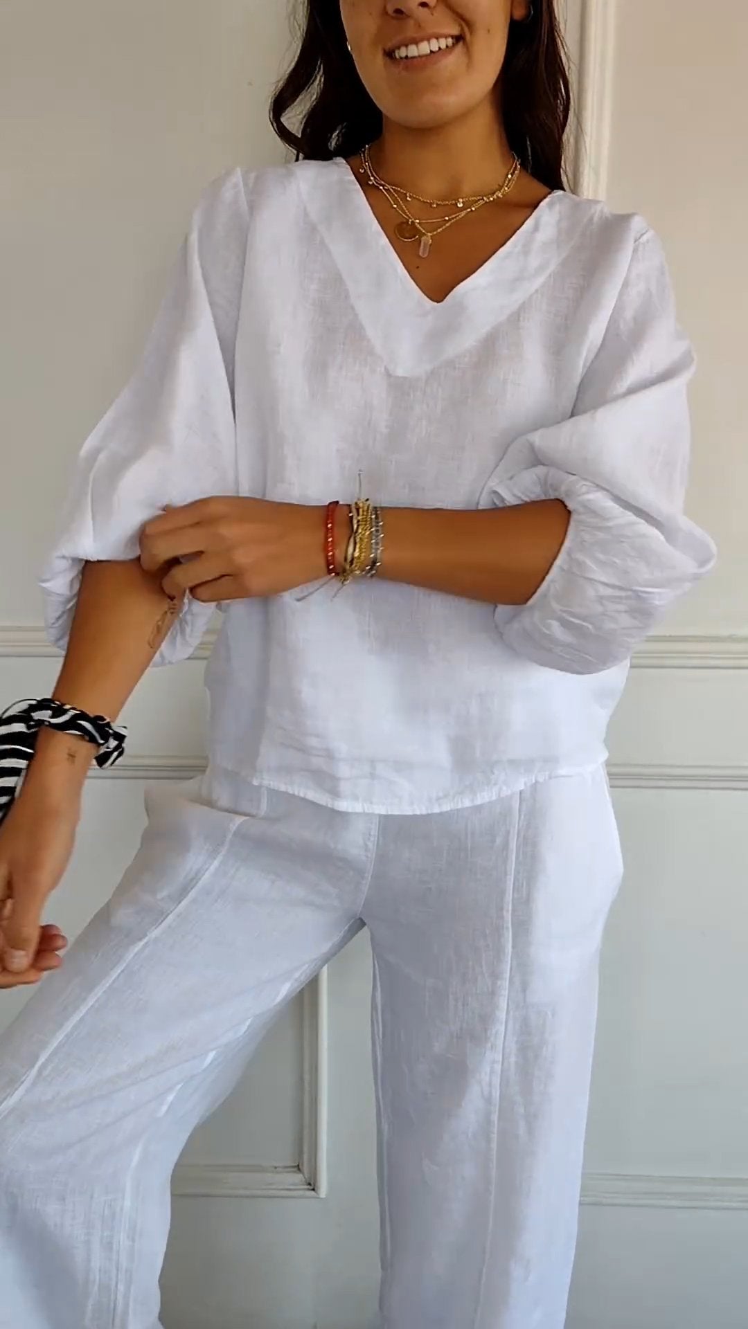 Cotton-Linen Shirt with Puff Sleeves – Halcyon – view 7