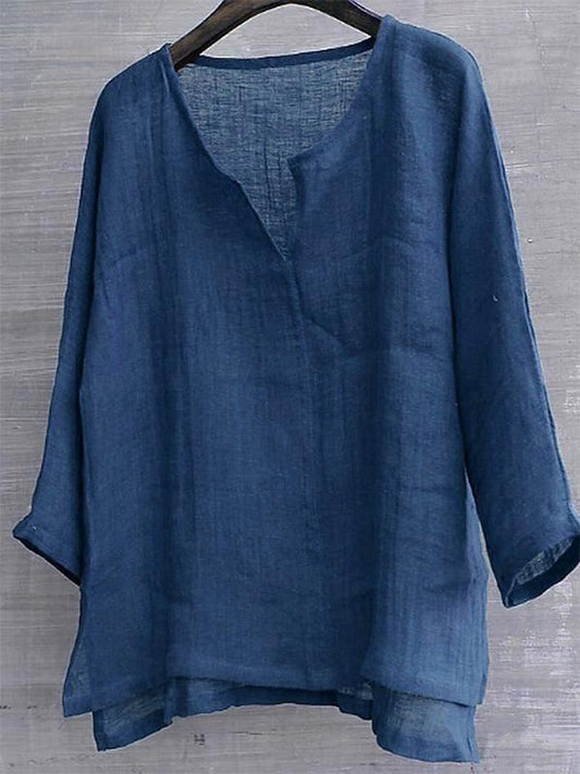 Linen Summer Beach Shirt – Rosamund – Blue