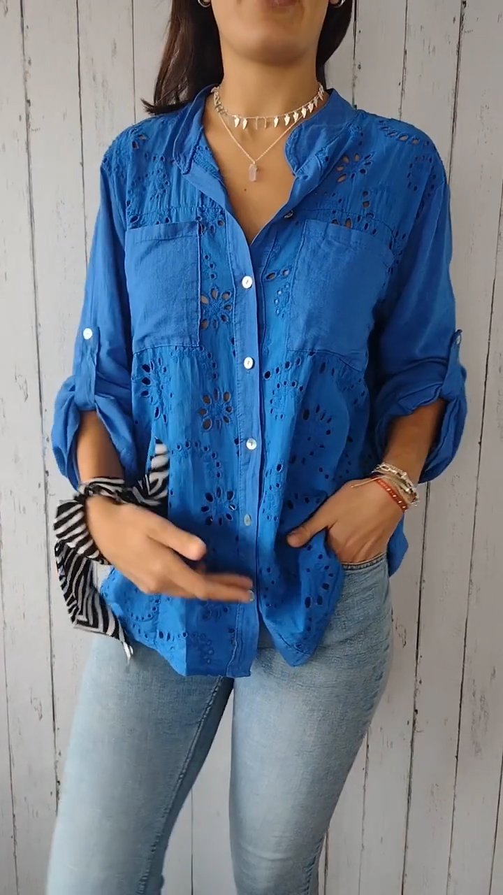 Solid Openwork Cotton-Linen Shirt – Marlow