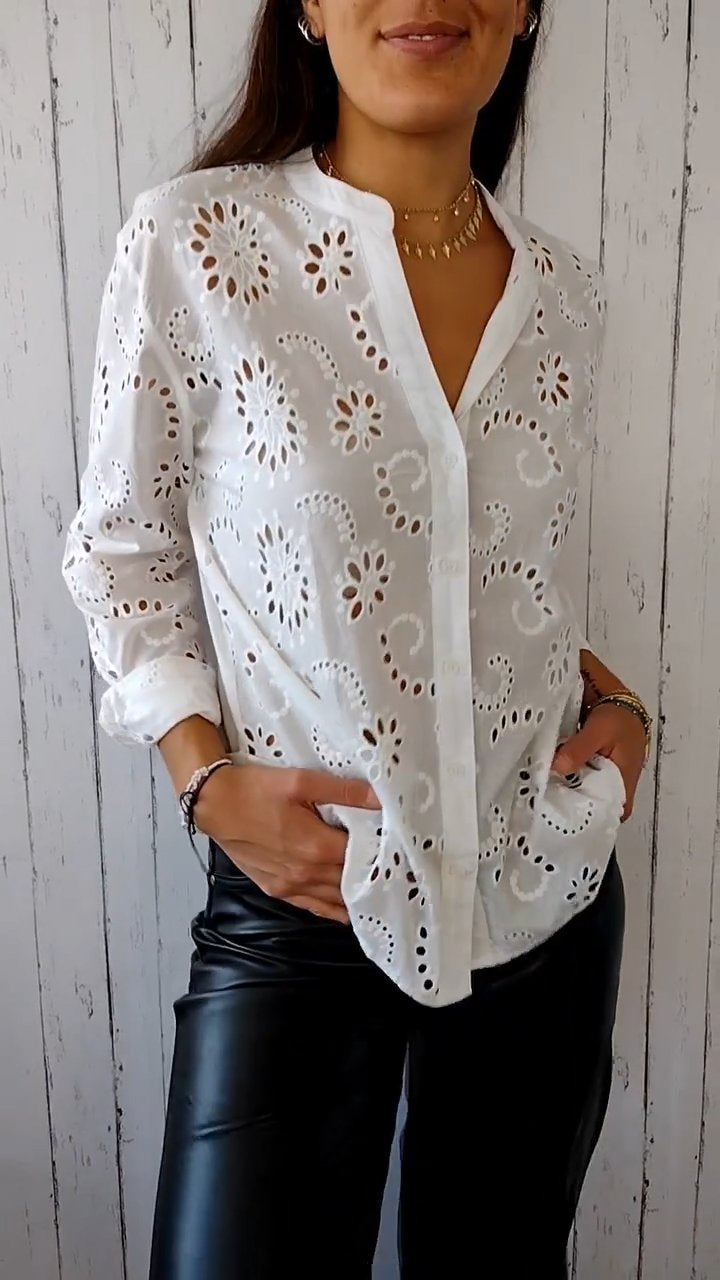 Openwork Cotton-Linen Shirt – Marisol