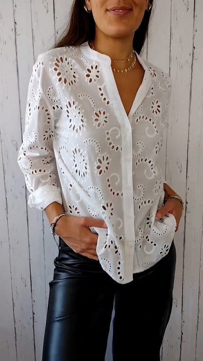 Openwork Cotton-Linen Shirt – Marisol