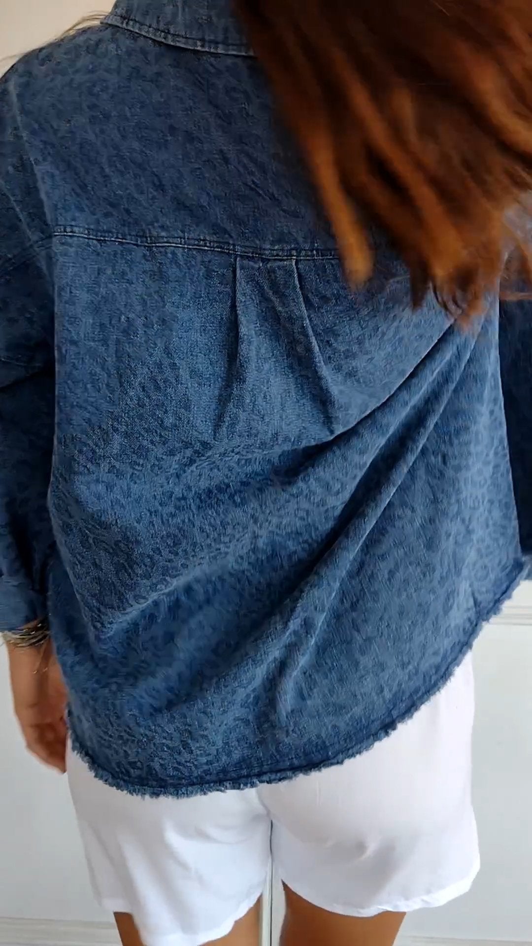 Denim Lapel Shirt with Fringe – Esther – view 3