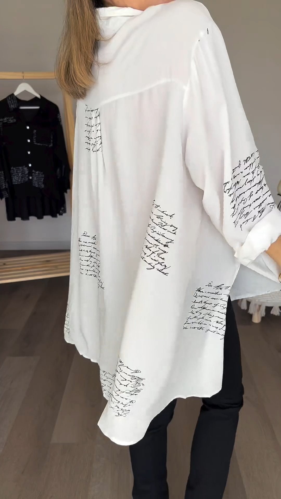 Letter-Print Lapel Shirt – Valeska – view 4
