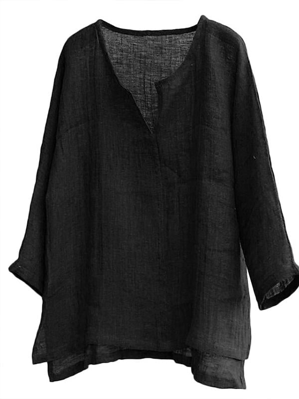 Linen Summer Beach Shirt – Rosamund – Black