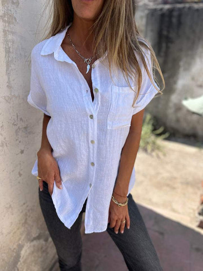 Casual Cotton-Linen Lapel Shirt – Nyla – view 5