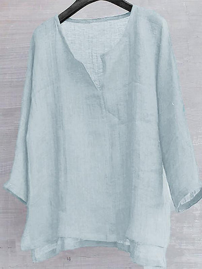 Linen Summer Beach Shirt – Rosamund – Light Blue