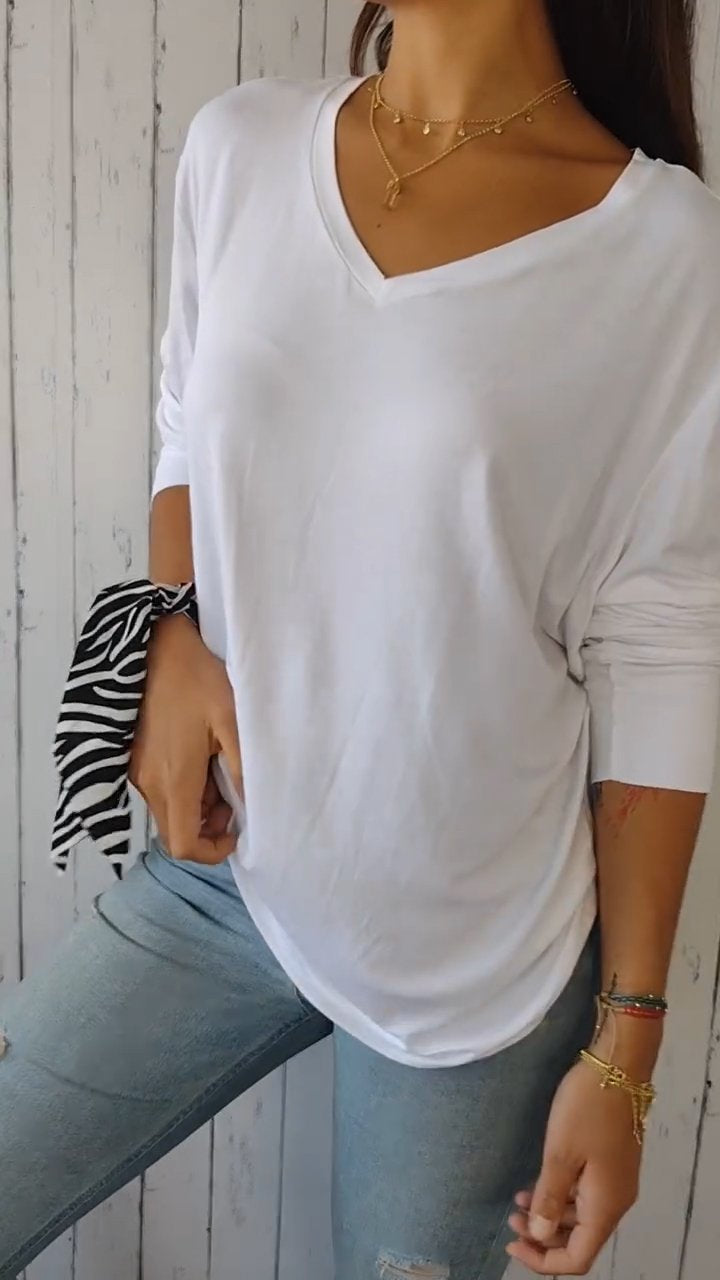 Comfort V-Neck Shirt with Elbow Sleeves – Yvette